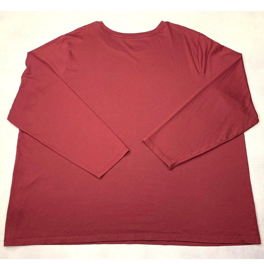 Lands End Womens 2X Supima Cotton Long Sleeve Tee Burgundy Crew Neck 476520 - Picture 2 of 6